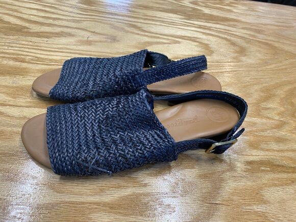 Paul Green Shoes - Paul Green Helena Woven Sandals Women's 9.5 Blue Leather Slip-On Shoes S70